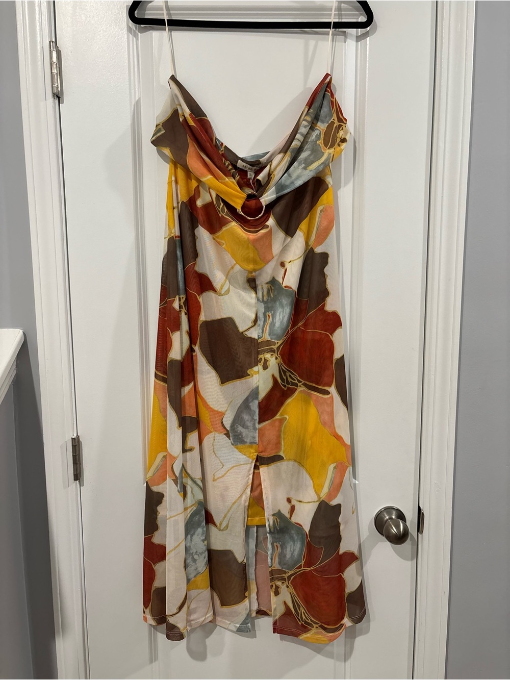 Anthropologie Halter Midi Dress in Multi-Tone Floral - Picture 9 of 11